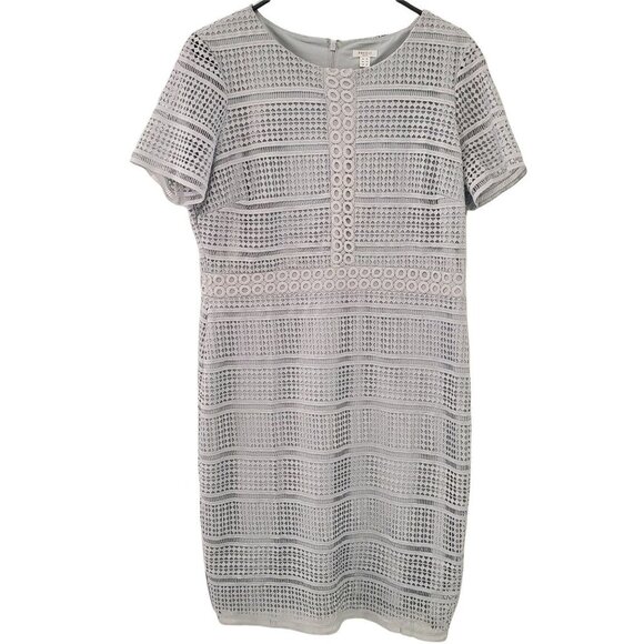 Precis Petite Short Sleeve Geometric embroidery overlay pattern  dress - Picture 1 of 11
